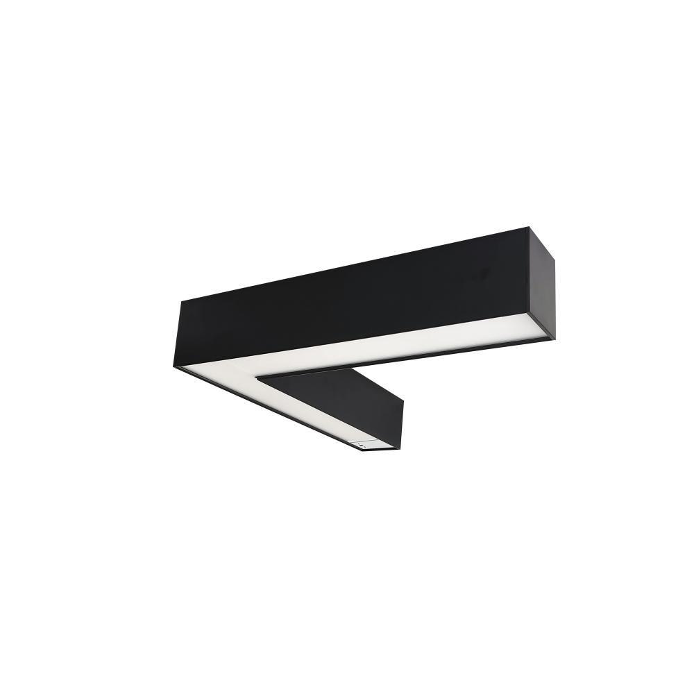 "L" Shaped L-Line LED Indirect/Direct Linear, 3781lm / Selectable CCT, Black Finish, with