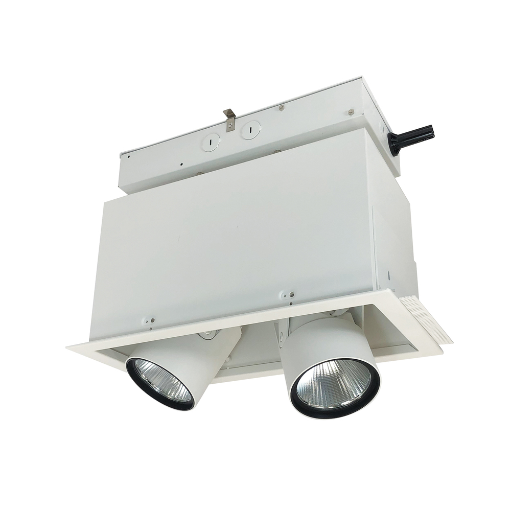 Pull-Down LED Trimless 2-Head MLS, 30W / 2100lm per Head, Spot, 3000K, White, 120V Triac/ELV/0-10V