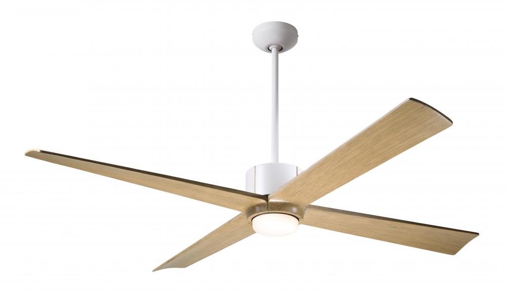 Nouveau DC Fan; Matte White Finish w/ Brass; 56" Maple Blades; 17W LED; Remote Control