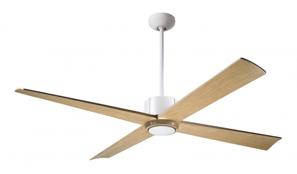 Nouveau DC Fan; Matte White Finish w/ Brass; 56" Maple Blades; No Light; Remote Control