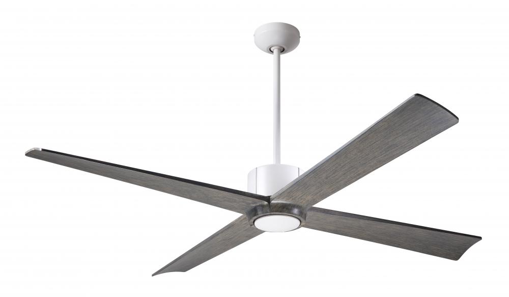 Nouveau DC Fan; Matte White Finish w/ Graphite; 56" Graywash Blades; No Light; Remote Control