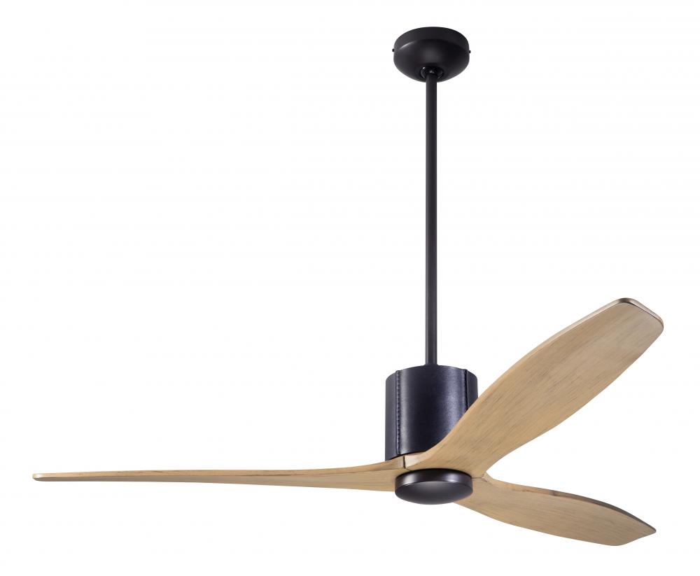 LeatherLuxe DC Fan; Dark Bronze Finish with Black Leather; 54" Maple Blades; No Light; Remote Co