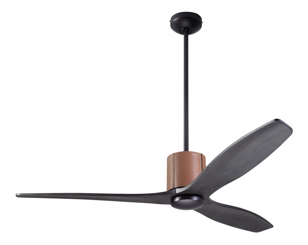 LeatherLuxe DC Fan; Dark Bronze Finish with Tan Leather; 54" Ebony Blades; No Light; Remote Cont