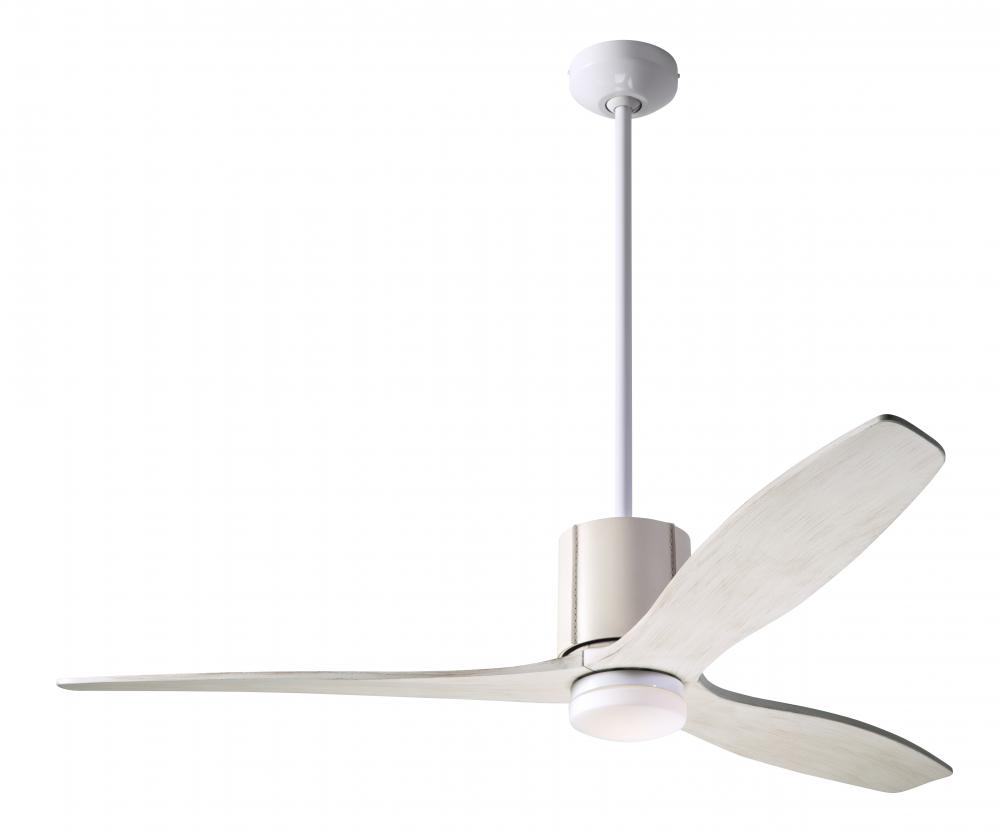 LeatherLuxe DC Fan; Gloss White Finish with Ivory Leather; 54" Whitewash Blades; 17W LED; Remote