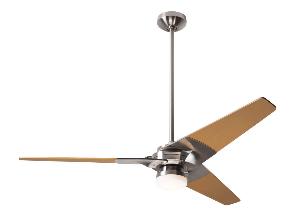 Torsion Fan; Bright Nickel Finish; 52" Maple Blades; 17W LED; Fan Speed and Light Control (3-wir