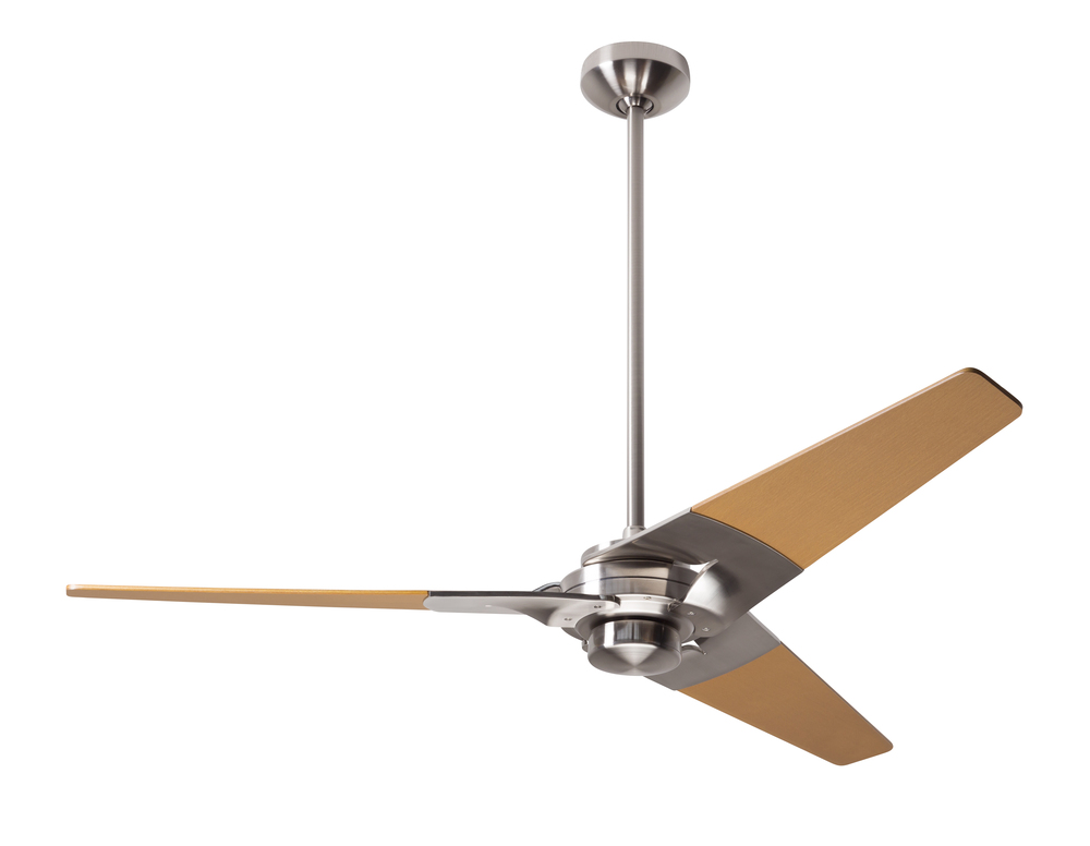 Torsion Fan; Bright Nickel Finish; 52" Maple Blades; No Light; Fan Speed Control