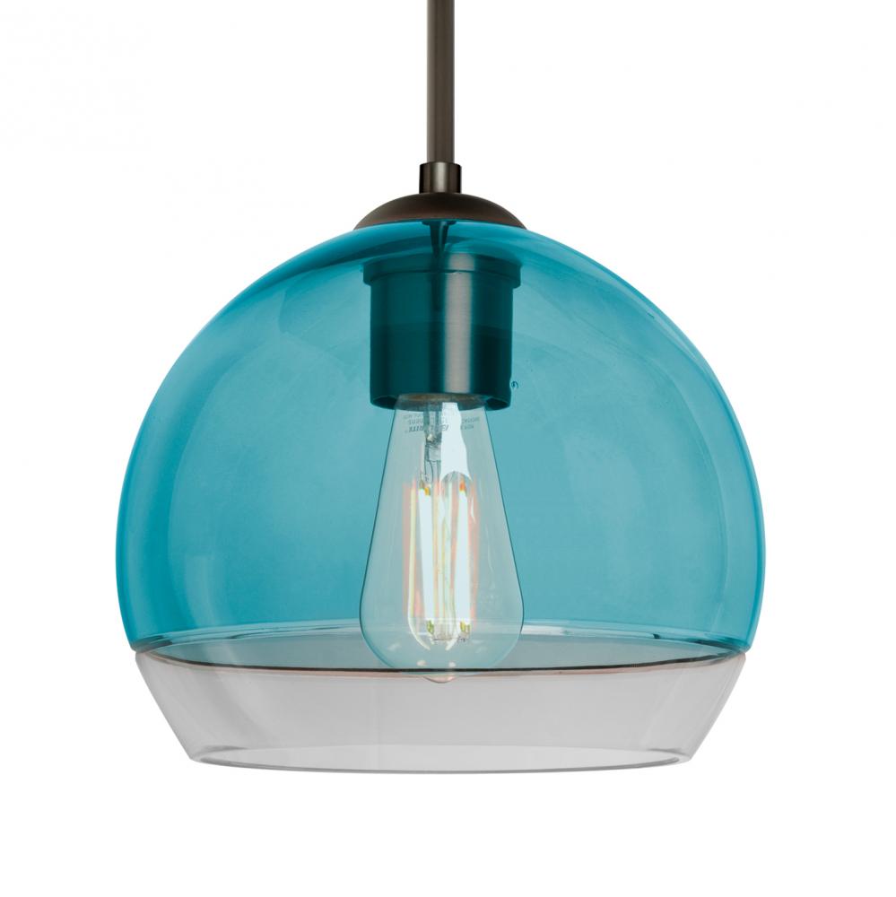 Besa, Ally 8 Cord Pendant, Coral Blue/Clear, Bronze Finish, 1x5W LED Filament