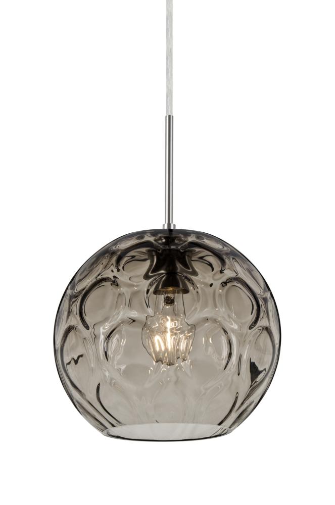 Besa Bombay Cord Pendant, Smoke, Satin Nickel Finish, 1x60W Medium Base