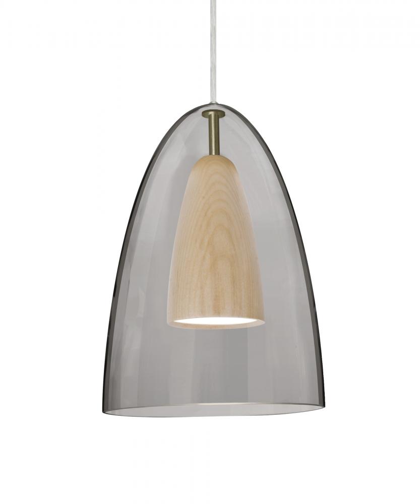 Besa, Dano Cord Pendant, Smoke/Natural, Satin Nickel Finish, 1x9W LED