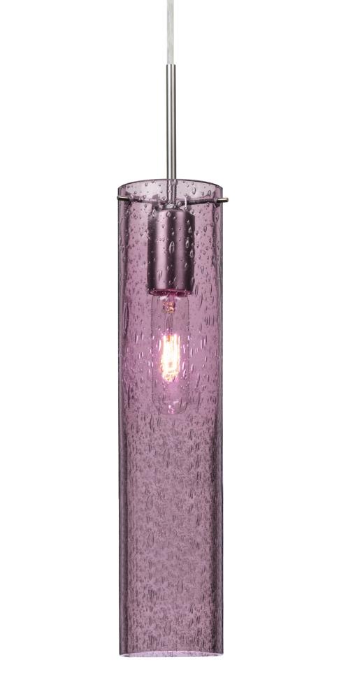 Besa, Juni 16 Cord Pendant, Plum Bubble, Satin Nickel, 1x60W Medium Base