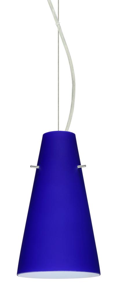 Besa Cierro Cable Pendant Cobalt Blue Matte Satin Nickel 1x100W Medium Base