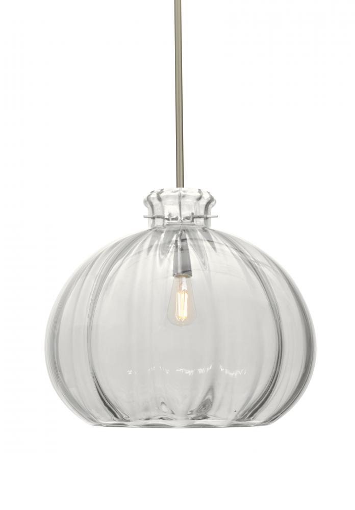 Besa Stem Pendant Pinta 12 Clear Satin Nickel 1x8W LED Filament