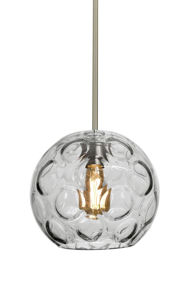 Besa Bombay Cord Pendant, Clear, Satin Nickel Finish, 1x8W LED Filament