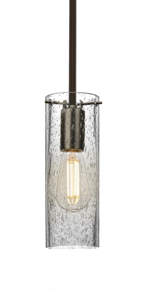 Besa, Juni 10 Stem Pendant, Clear Bubble, Bronze, 1x4W LED Filament