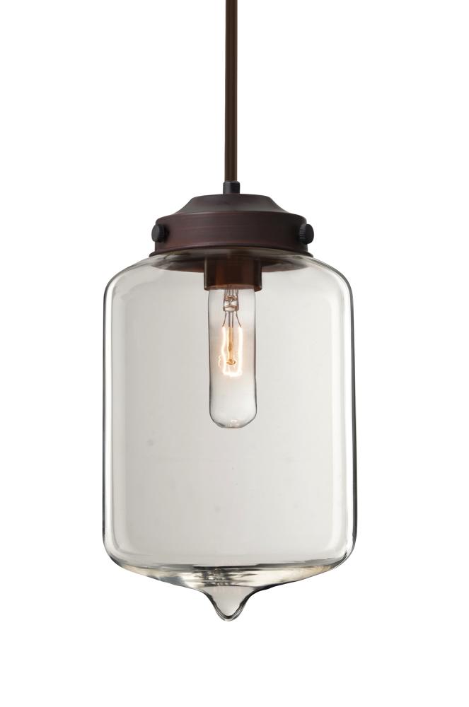 Besa Olin Stem Pendant Bronze Clear 1x60W Medium Base T10