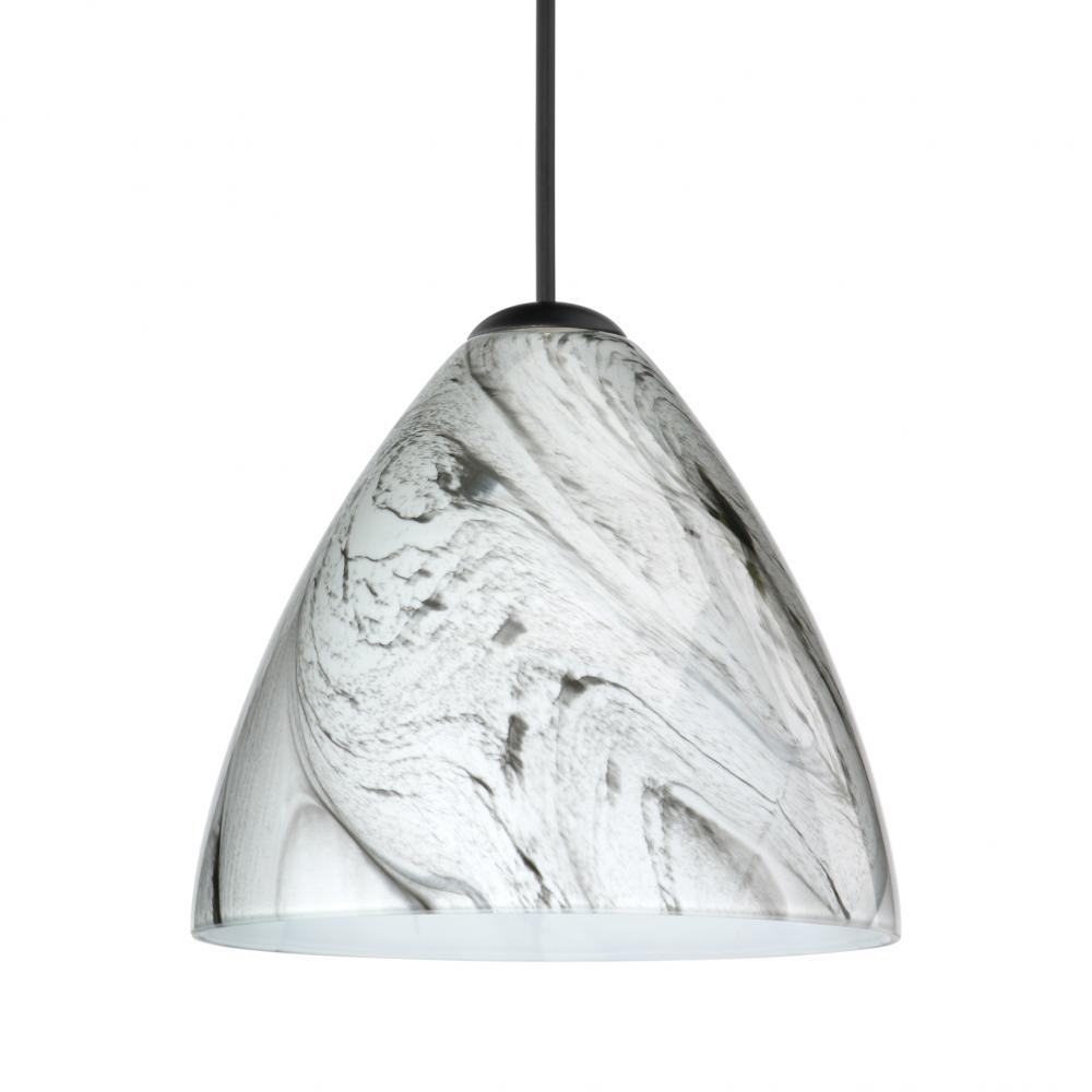 Besa Pendant Mia, Black Finish, Marble Grigio 1x50W MAX GY6.35 Base