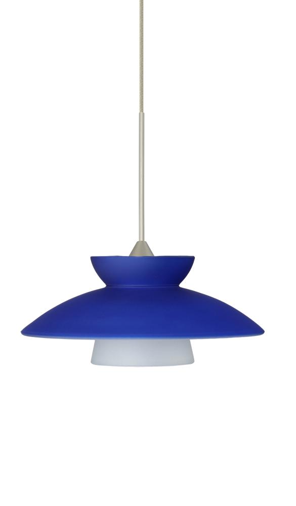 Besa Pendant Trilo 7 Satin Nickel Blue Matte 1x50W Halogen