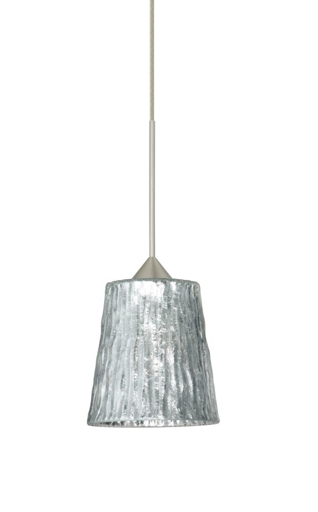 Besa Pendant Nico 4 Satin Nickel Stone Silver Foil 1x35W Halogen