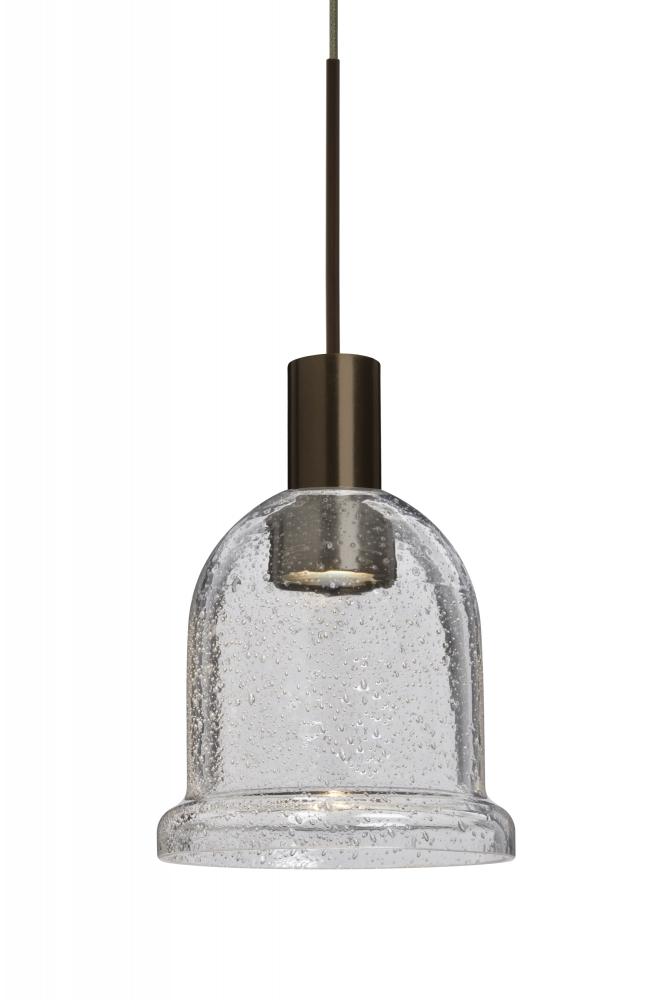 Besa, Kiba Cord Pendant, Clear Bubble, Bronze Finish, 1x3W LED