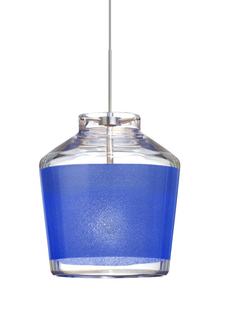 Besa Pendant Pica 6 Satin Nickel Blue Sand 1x5W LED