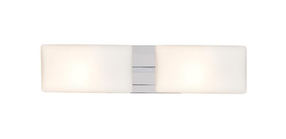 Besa, Lido Vanity, Opal Matte, Chrome Finish, 2x9W LED