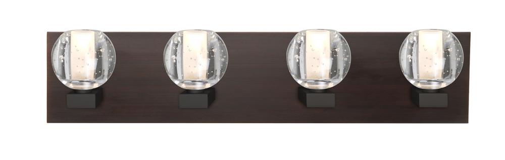 Besa, Boca Vanity, Clear Bubble, Bronze Finish, 4x40W Halogen