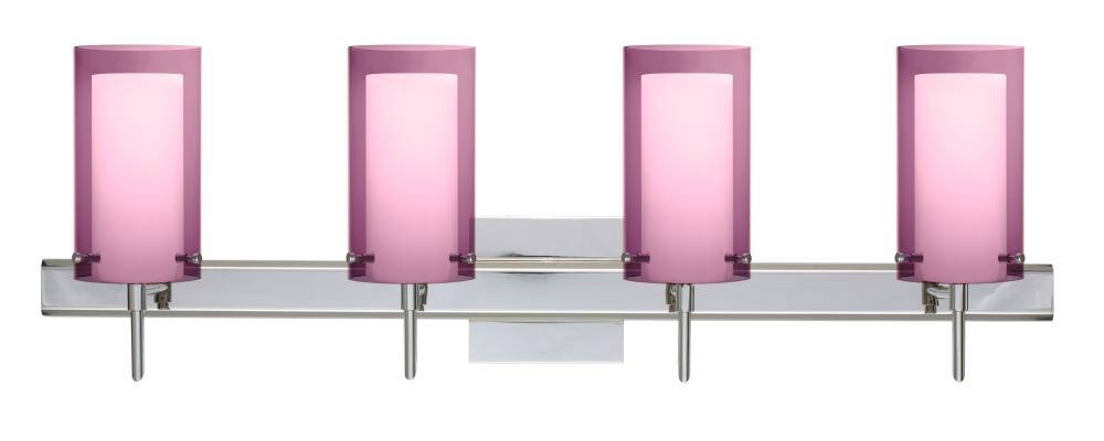 Besa Pahu 4 Wall With SQ Canopy 4SW Transparent Amethyst/Opal Chrome 4x40W G9