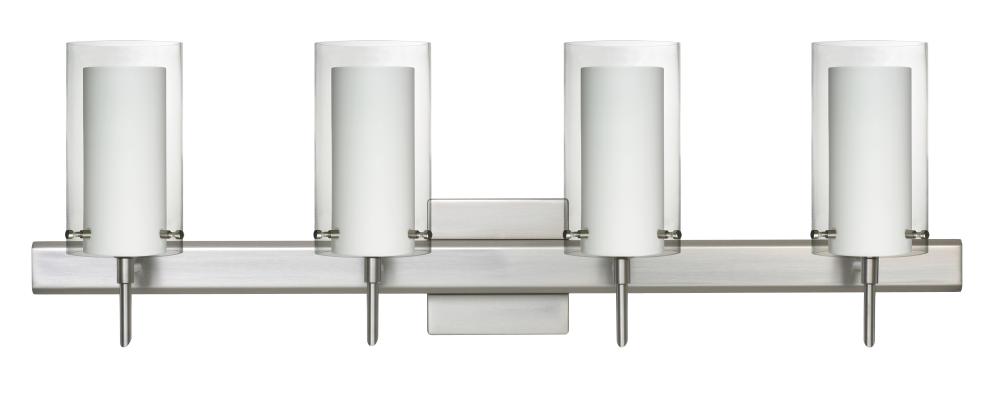 Besa Pahu 4 Wall With SQ Canopy 4SW Clear/Opal Satin Nickel 4x40W G9