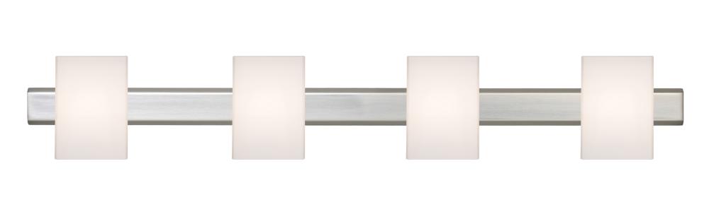 Besa, Tito Vanity, Opal Matte, Satin Nickel Finish, 4x40W Halogen