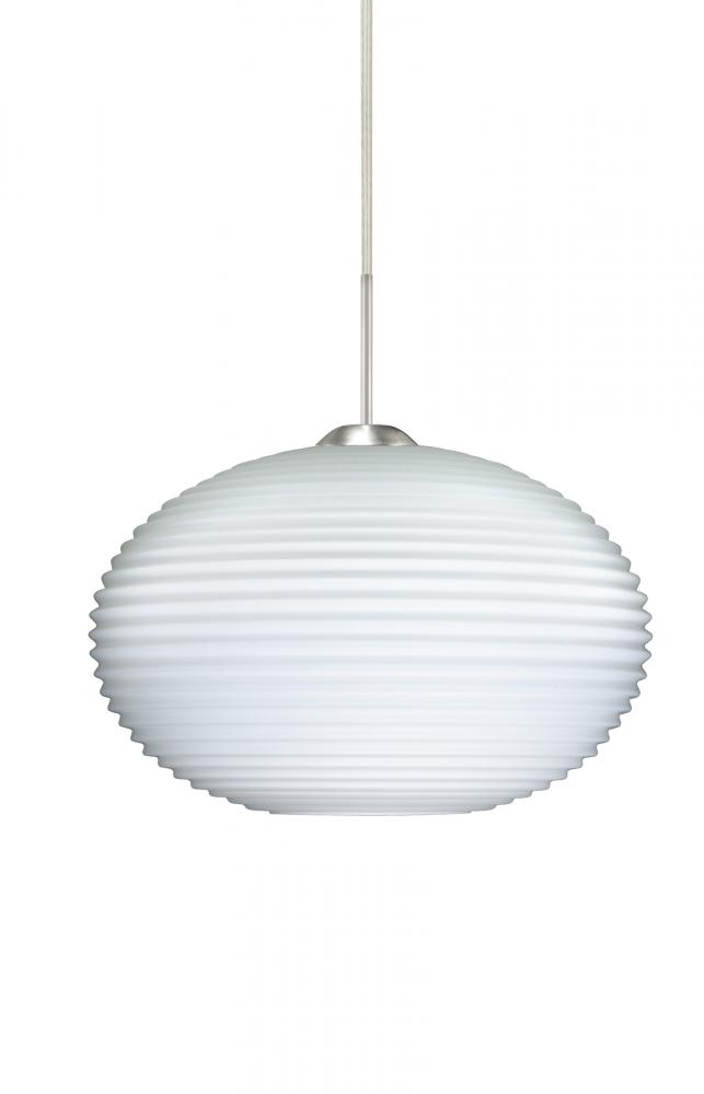 Besa Pendant For Multiport Canopy Pape 10 Satin Nickel Opal Ribbed 1x75W Medium Base