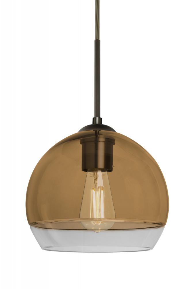 Besa, Ally 8 Cord Pendant For Multiport Canopy, Amber/Clear, Bronze Finish, 1x5W LED