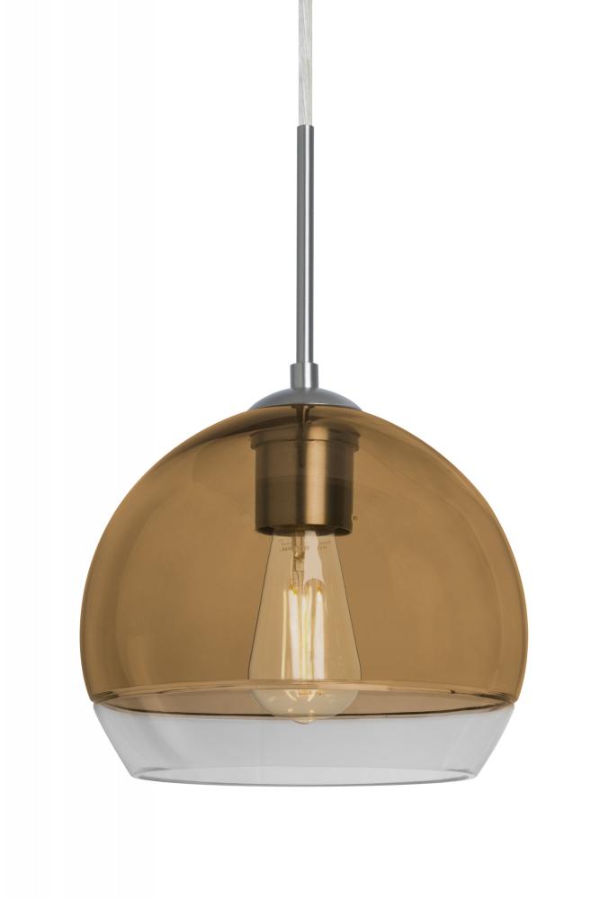 Besa, Ally 8 Cord Pendant For Multiport Canopy, Amber/Clear, Satin Nickel Finish, 1x5