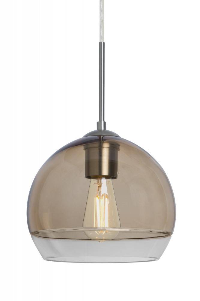 Besa, Ally 8 Cord Pendant For Multiport Canopy, Smoke/Clear, Satin Nickel Finish, 1x5