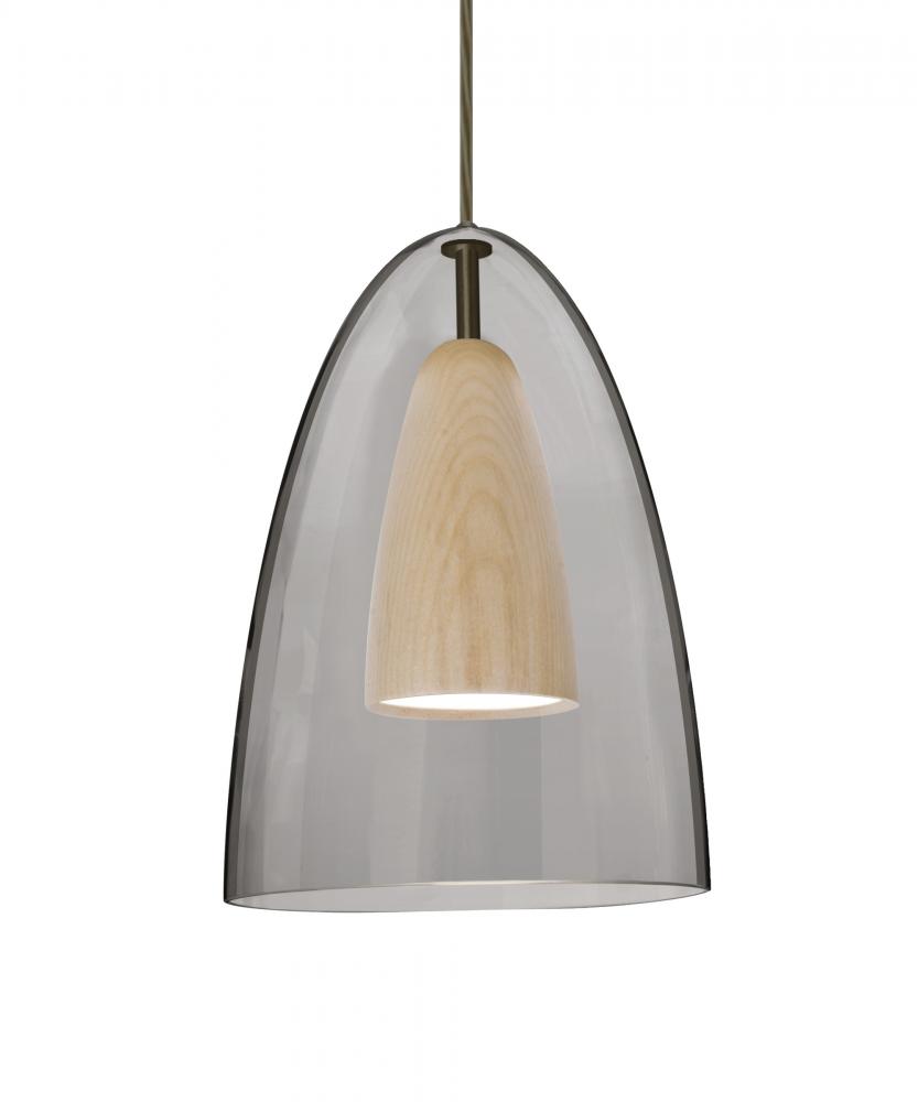 Besa, Dano Cord Pendant For Multiport Canopy, Smoke/Natural, Bronze Finish, 1x9W LED