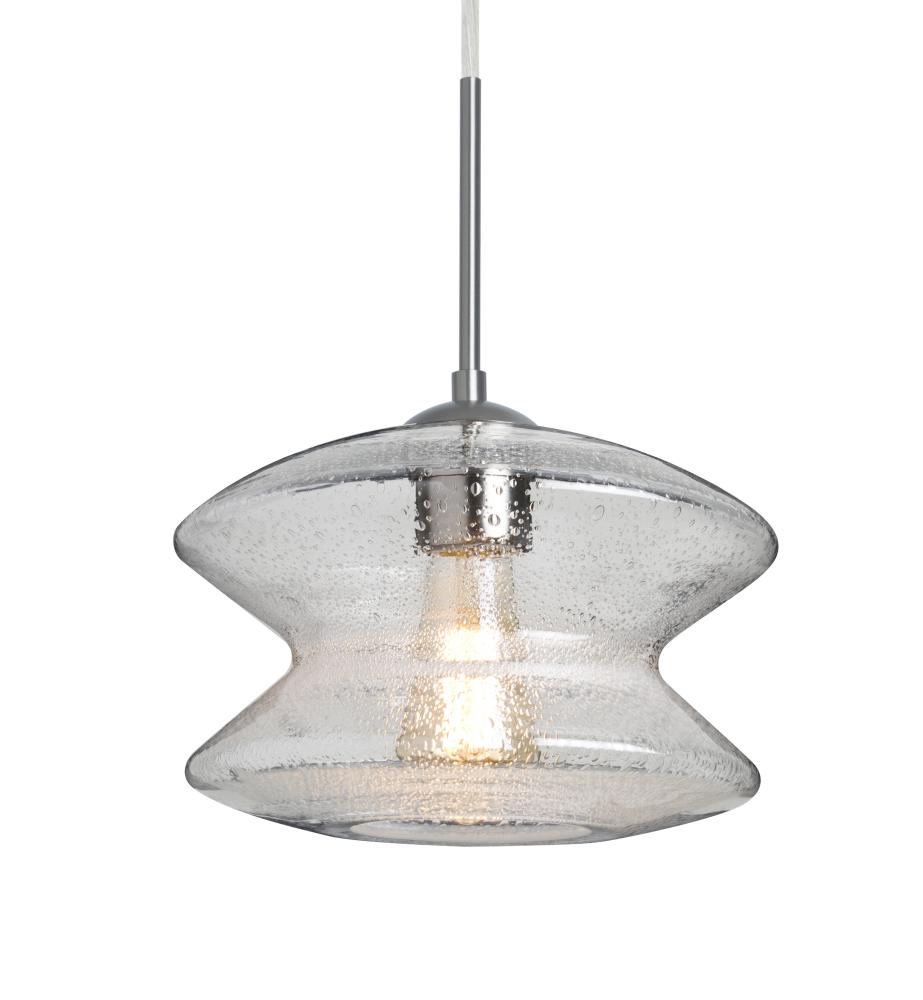 Besa, Zen Cord Pendant For Multiport Canopy, Clear Bubble, Satin Nickel Finish, 1x8W