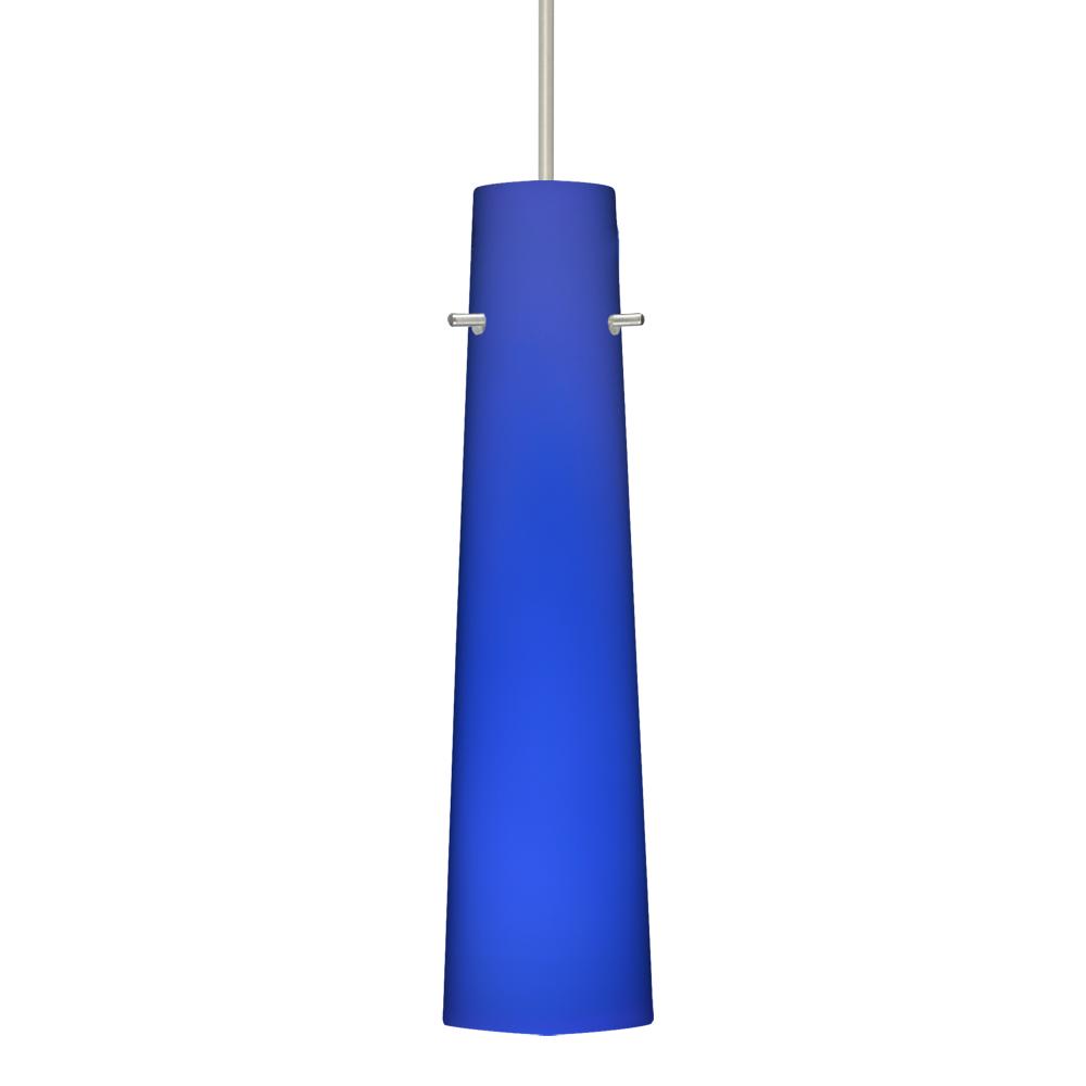 Besa Camino Pendant Satin Nickel Cobalt Blue Matte 1x50W Halogen, 15Ft. Cord