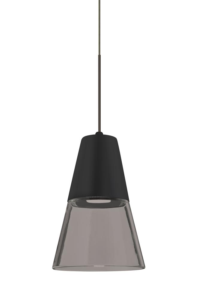 Besa, Timo 6 Cord Pendant,Smoke/Black, Bronze Finish, 1x9W LED