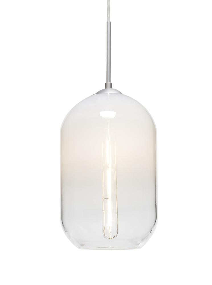 Besa, Omega 12 Cord Pendant For Multiport Canopies, White/Clear, Satin Nickel Finish,