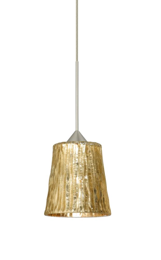 Besa Pendant Nico 4 Satin Nickel Stone Gold Foil 1x35W Halogen