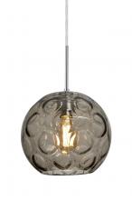 Besa Lighting 1JC-BOMYSM-EDIL-SN - Besa Bombay Cord Pendant, Smoke, Satin Nickel Finish, 1x8W LED Filament