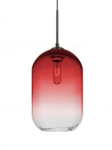 Besa Lighting 1JC-OMEGA12RD-BR - Besa, Omega 12 Cord Pendant,Red/Clear, Bronze Finish, 1x60W Medium Base