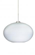 Besa Lighting 1JT-491307-SN - Besa Pendant Pape 12 Satin Nickel Opal Ribbed 1x75W Medium Base