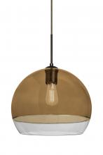 Besa Lighting 1JT-ALLY12AM-EDIL-BR - Besa, Ally 12 Cord Pendant, Amber/Clear, Bronze Finish, 1x5W LED Filament