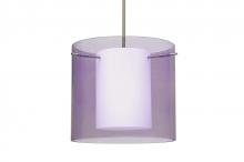 Besa Lighting 1TT-A18407-SN - Besa Stem Pendant Pahu 12 Satin Nickel Transparent Amethyst 1x100W Medium Base