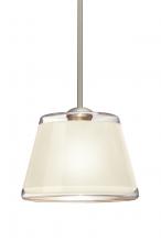 Besa Lighting 1TT-PIC9WH-SN - Besa Stem Pendant Pica 9 Satin Nickel White Sand 1x75W Medium Base