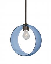 Besa Lighting 1TT-PLATOBL-BR-NI - Besa, Plato Stem Pendant, Blue, Bronze Finish, 1x60W Medium Base