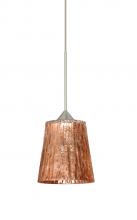 Besa Lighting 1XT-5125CF-SN - Besa Pendant Nico 4 Satin Nickel Stone Copper Foil 1x35W Halogen