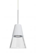 Besa Lighting 1XT-TIMO6WC-LED-SN - Besa, Timo 6 Cord Pendant,Clear/White, Satin Nickel Finish, 1x9W LED