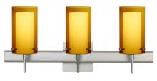 Besa Lighting 3SW-G44007-LED-SN-SQ - Besa Pahu 4 Wall With SQ Canopy 3SW Transparent Armagnac/Opal Satin Nickel 3x5W LED