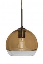 Besa Lighting J-ALLY8AM-EDIL-BR - Besa, Ally 8 Cord Pendant For Multiport Canopy, Amber/Clear, Bronze Finish, 1x5W LED